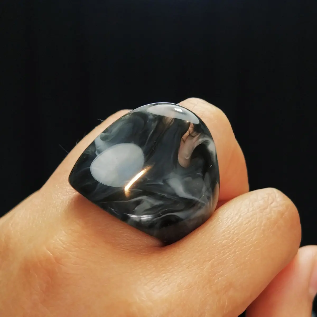Anillo Tuno marmolado negro STOCK