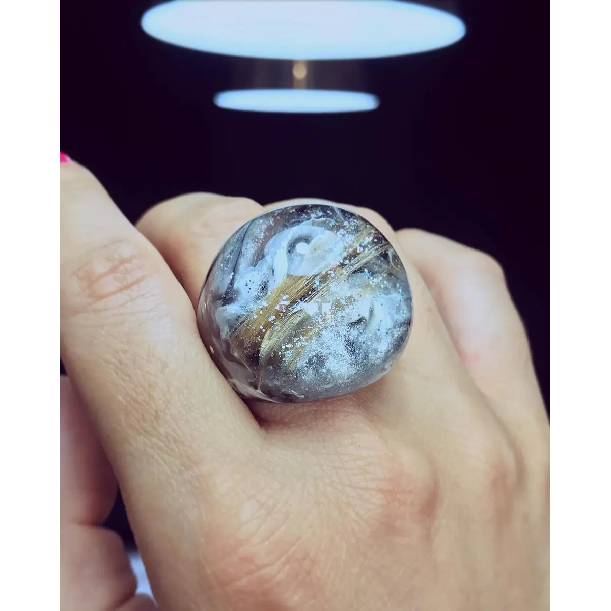Anillo Kerato galaxia dúo tono cabello