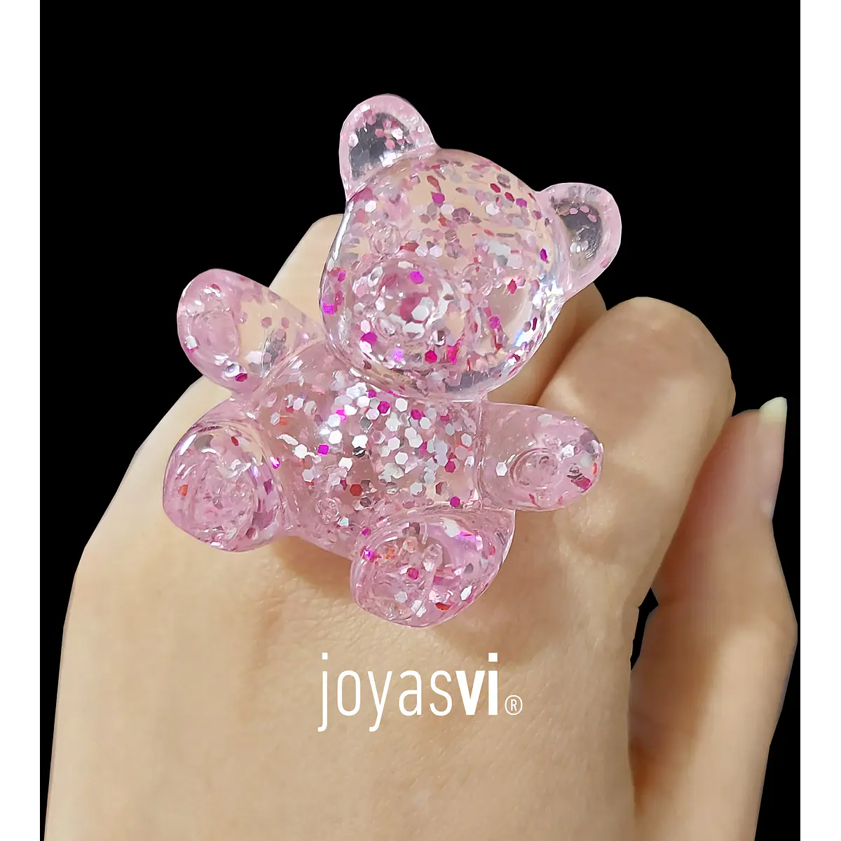 Anillo Coo confeti rosa stock