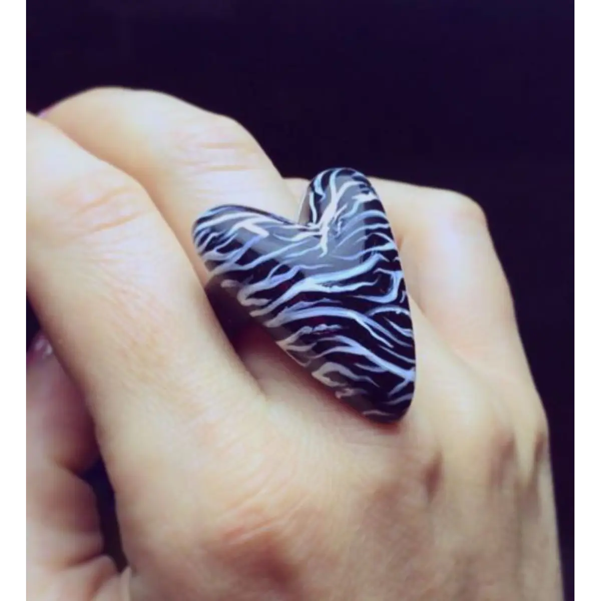 Anillo corazón animal print Zebra