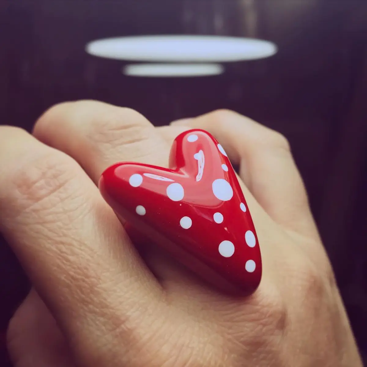 Anillo Corazón lunares