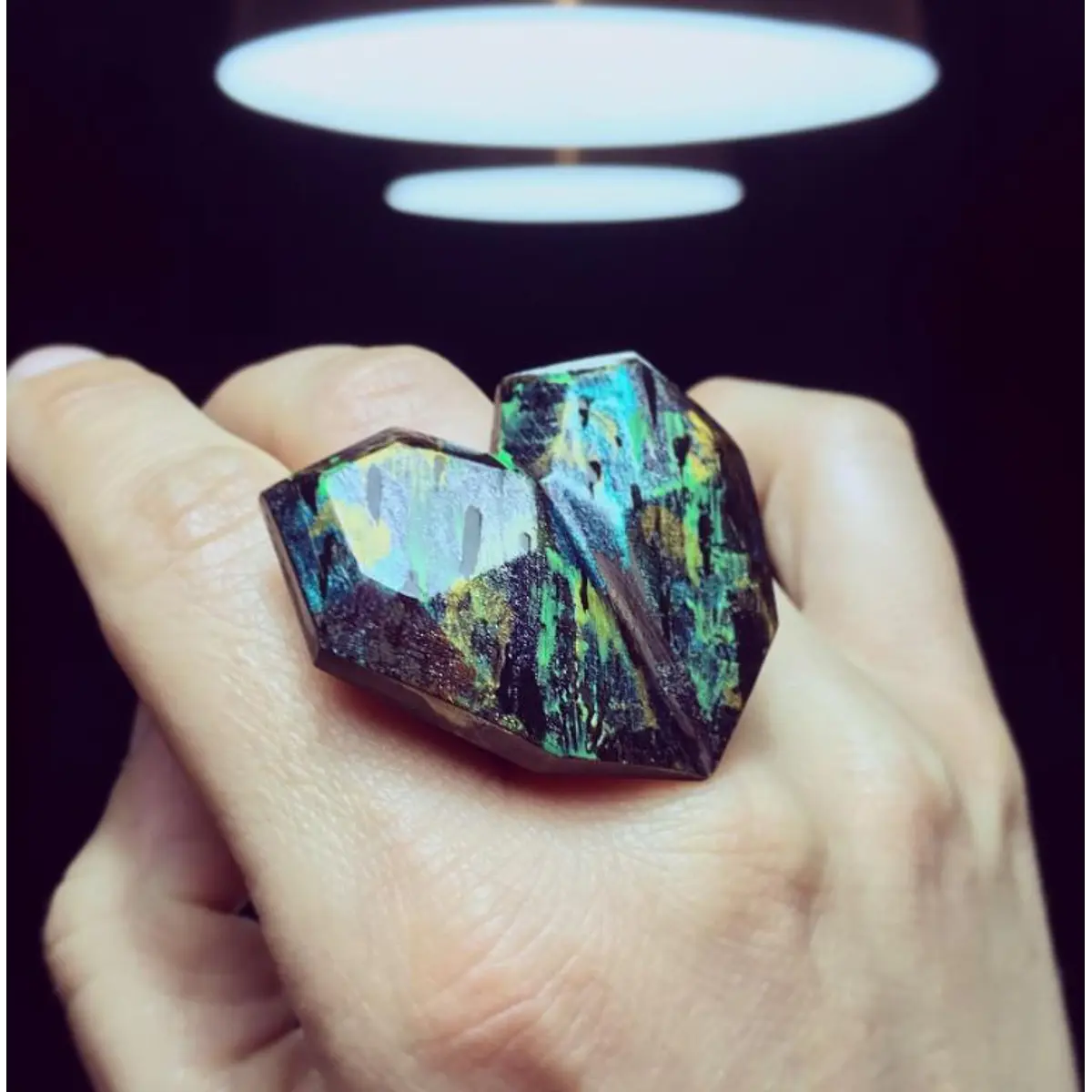 Anillo corazón facetado L lacado