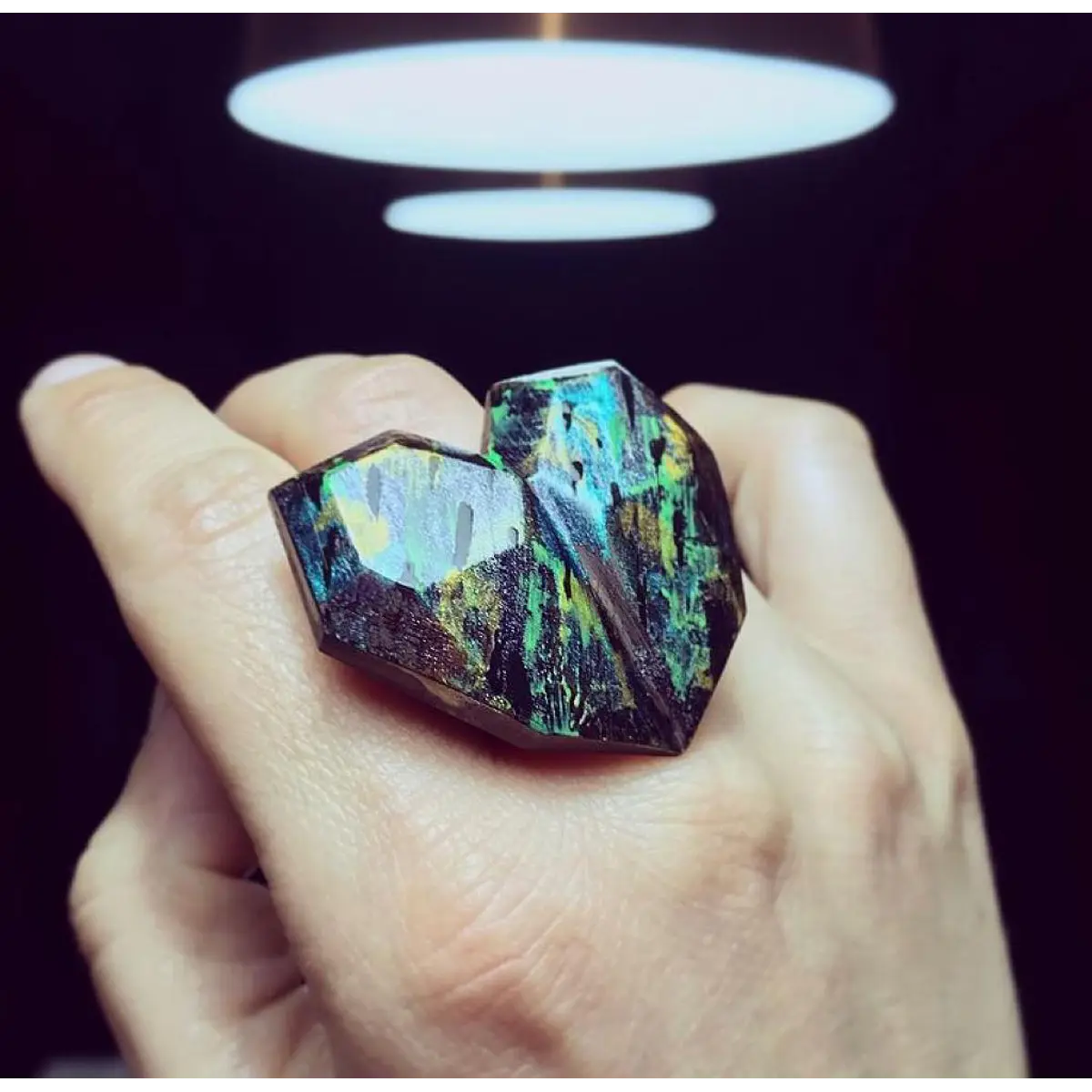 Molde Anillo corazón facetado L