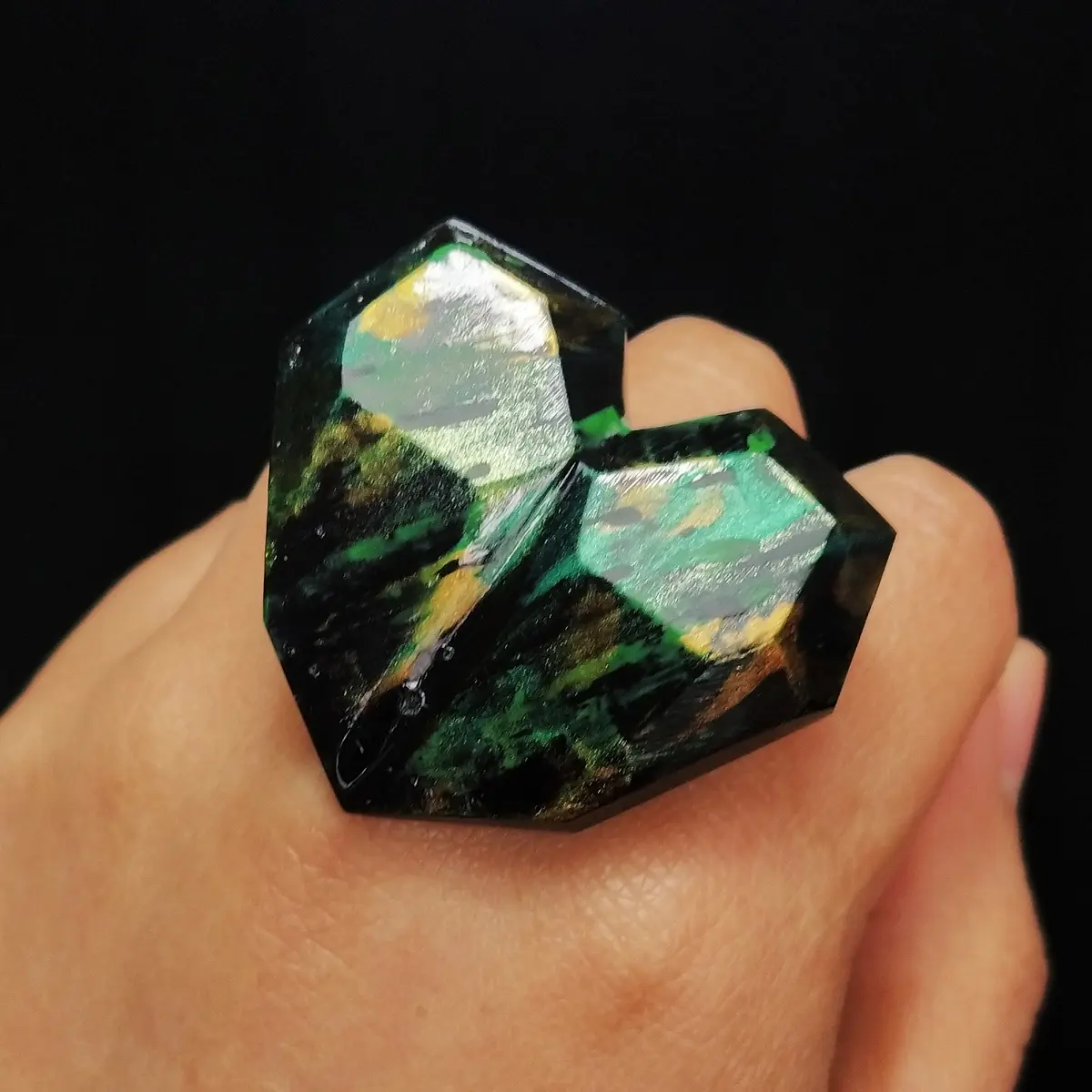 Anillo Corazón facetado L lacado STOCK