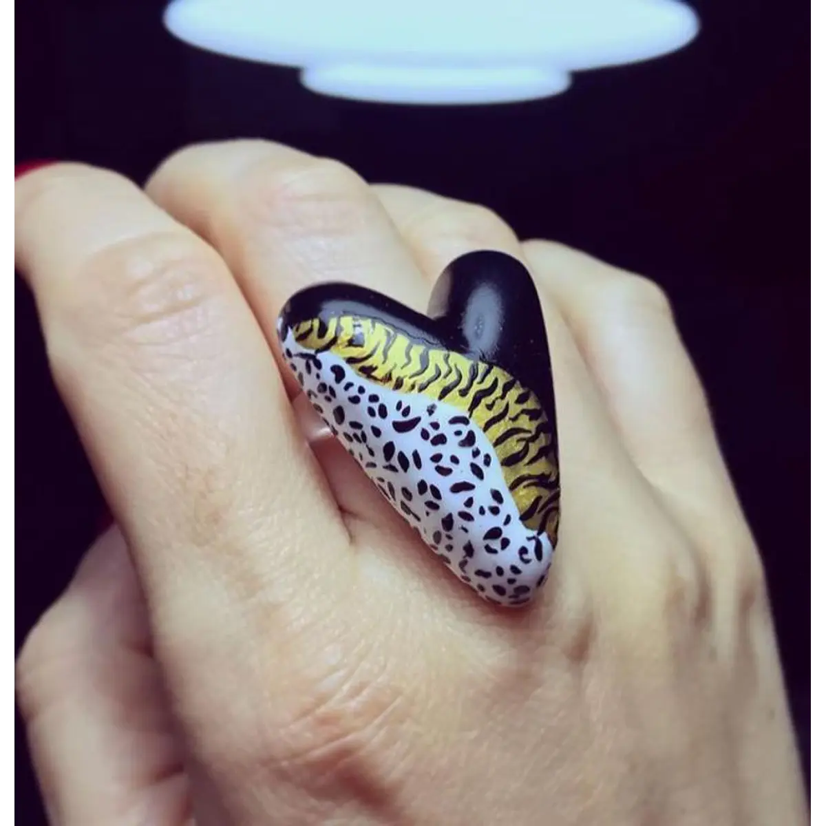 Anillo corazón full animal print