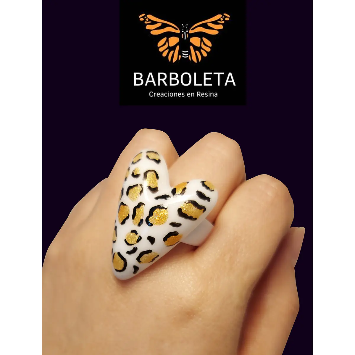 Anillo Corazón Animal Print Barboleta