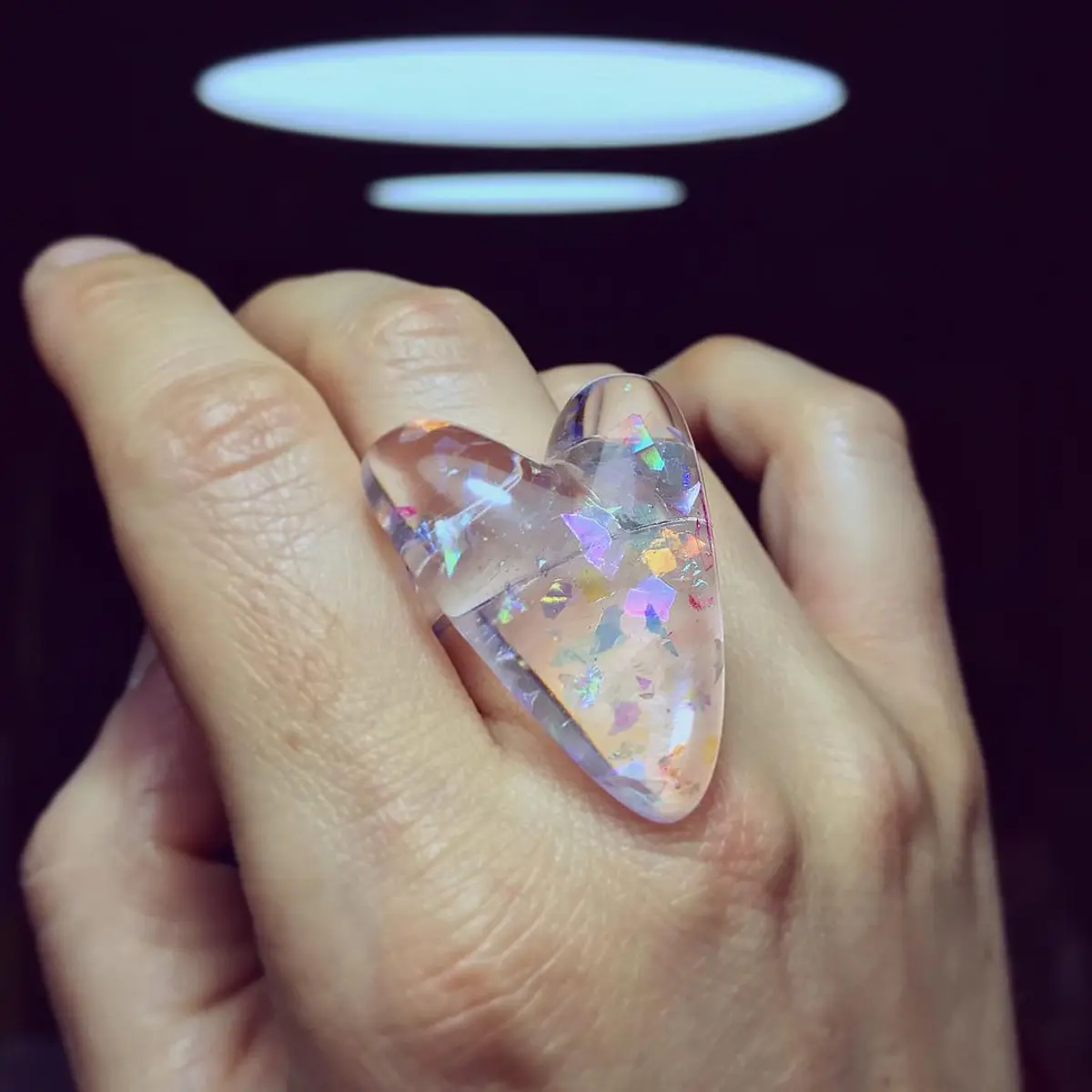 Anillo corazón pan tornasol