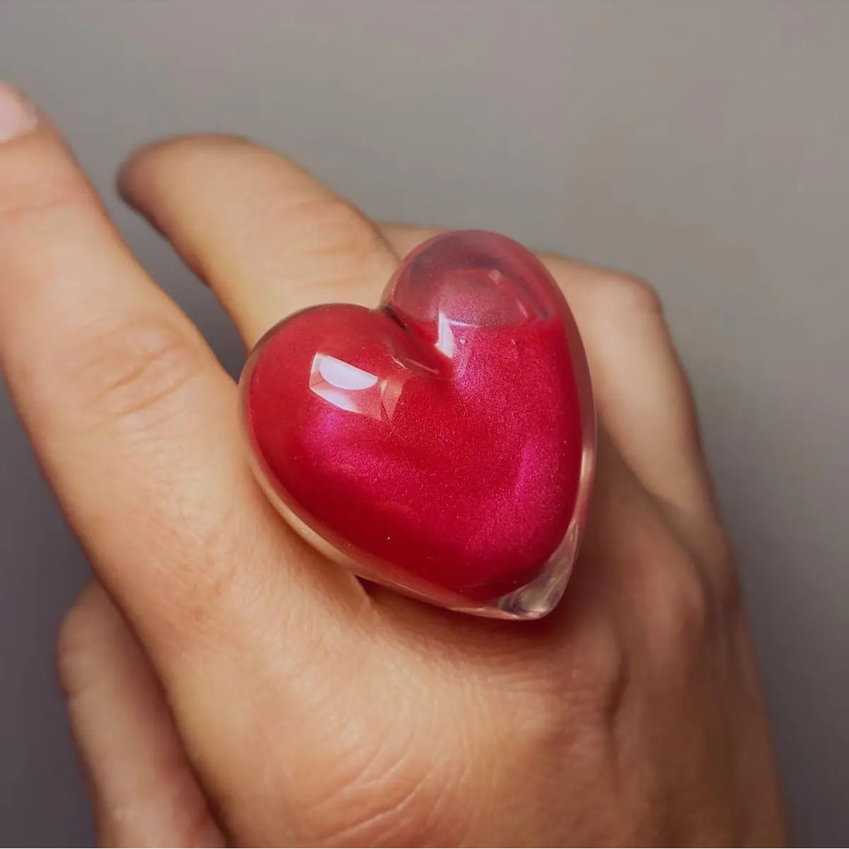 Anillo corazón redondo rellenado