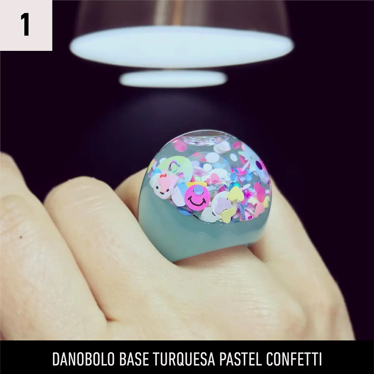 Anillo DanoBolo base pastel confetti