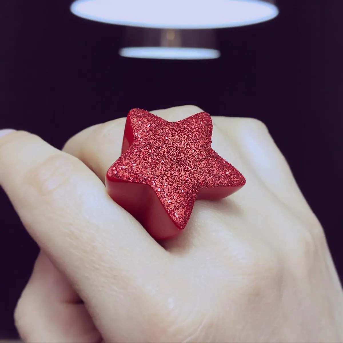 Anillo Estrella brillos relieve