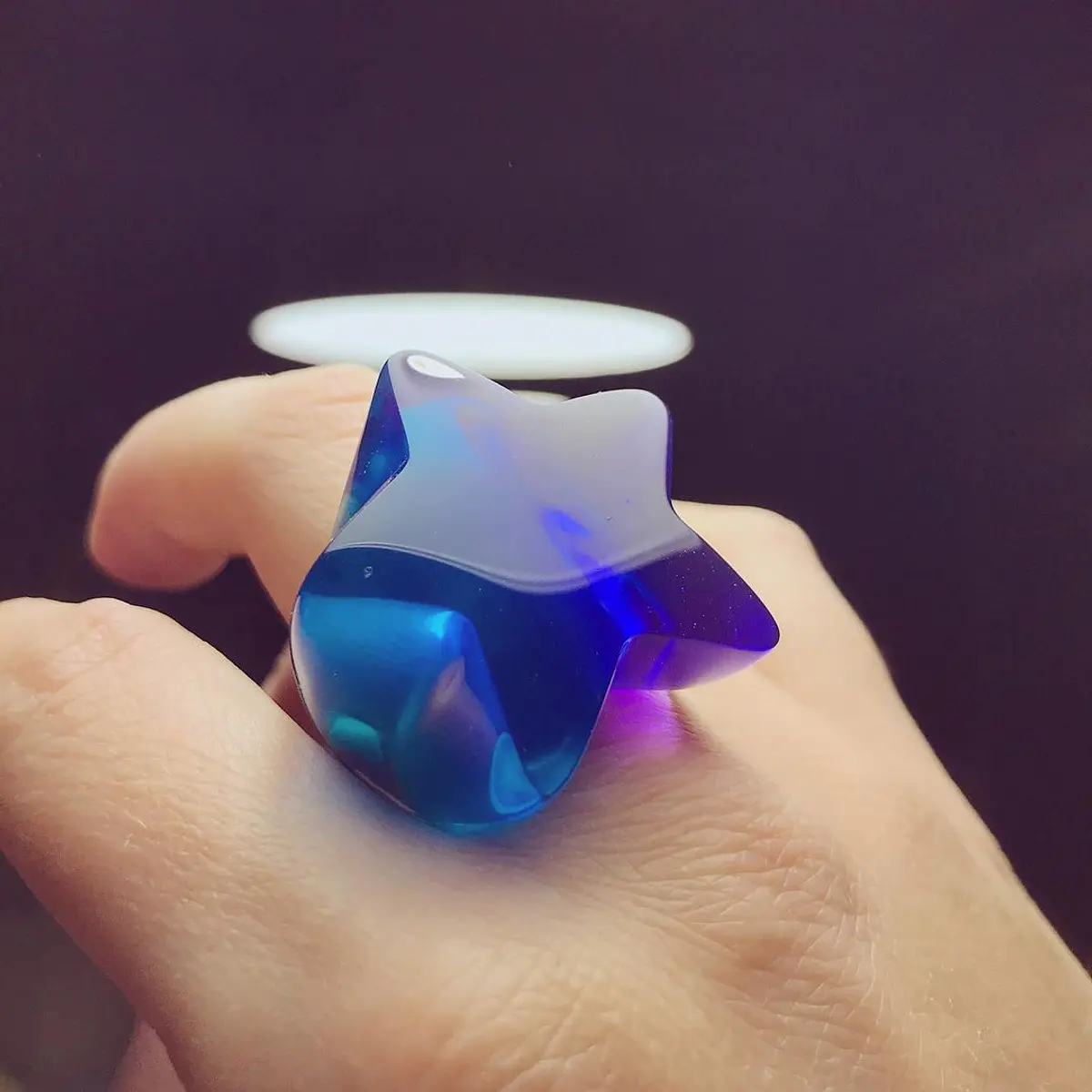 Anillo Estrella dúo tono degradado turquesa y morado