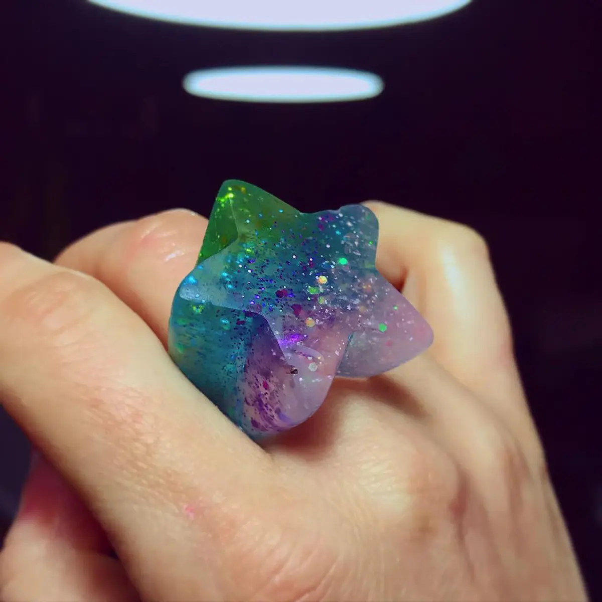 Anillo Estrella tricolor brillos