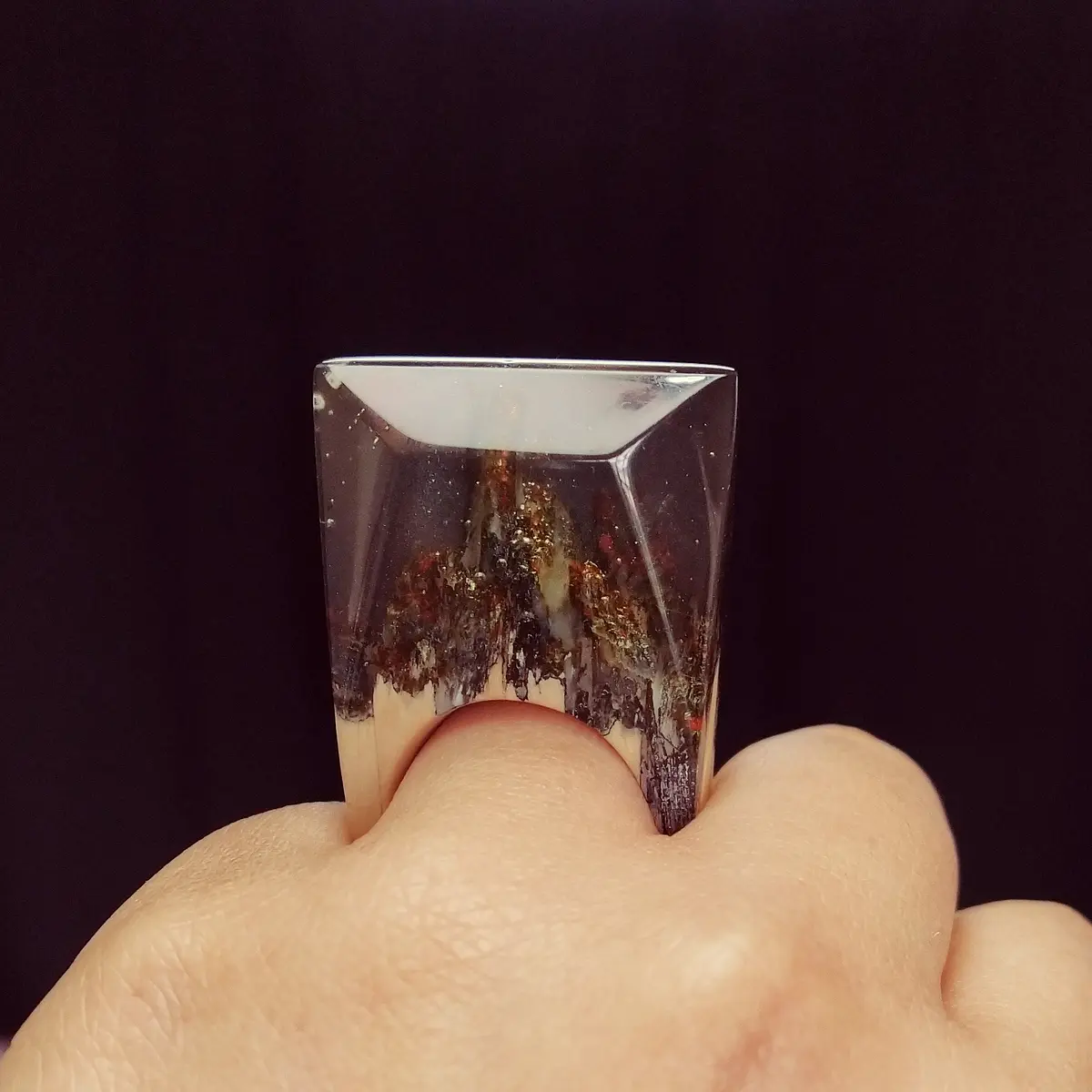 Anillo madera facetado STOCK