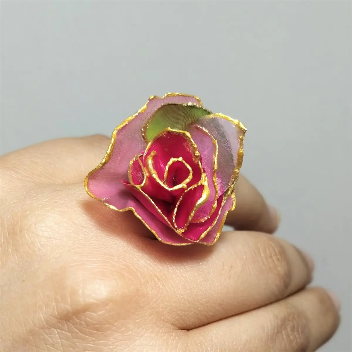Mini anillo orgánico tonos rosas STOCK