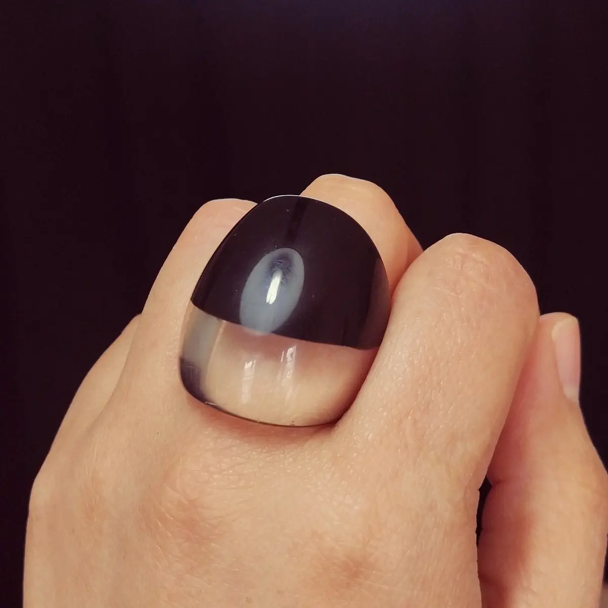 Anillo Riho negro transparente STOCK