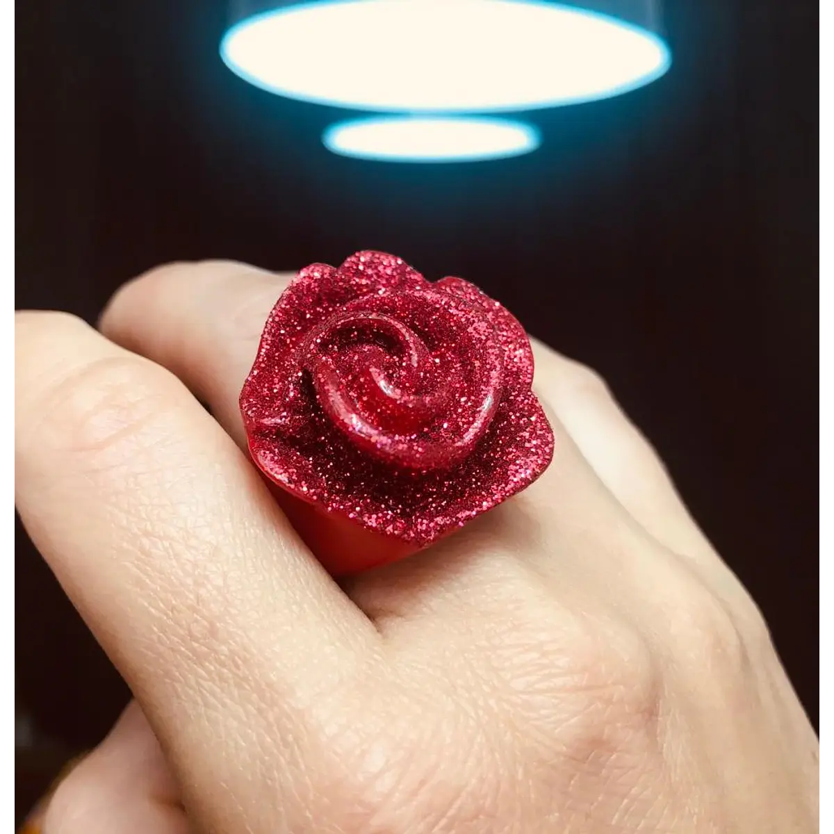 Anillo rosa brillos