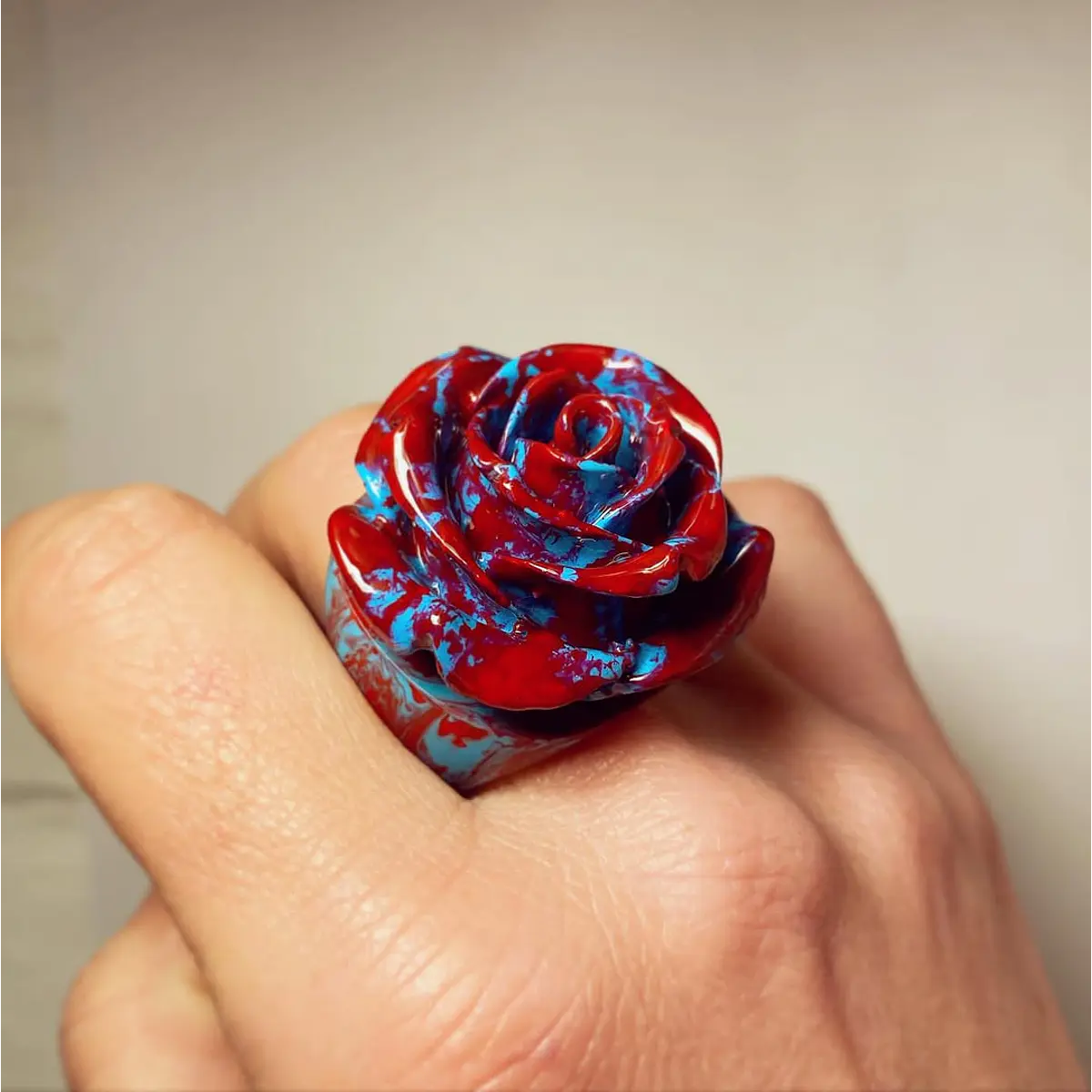 Anillo Rosa marmolado 2 piezas
