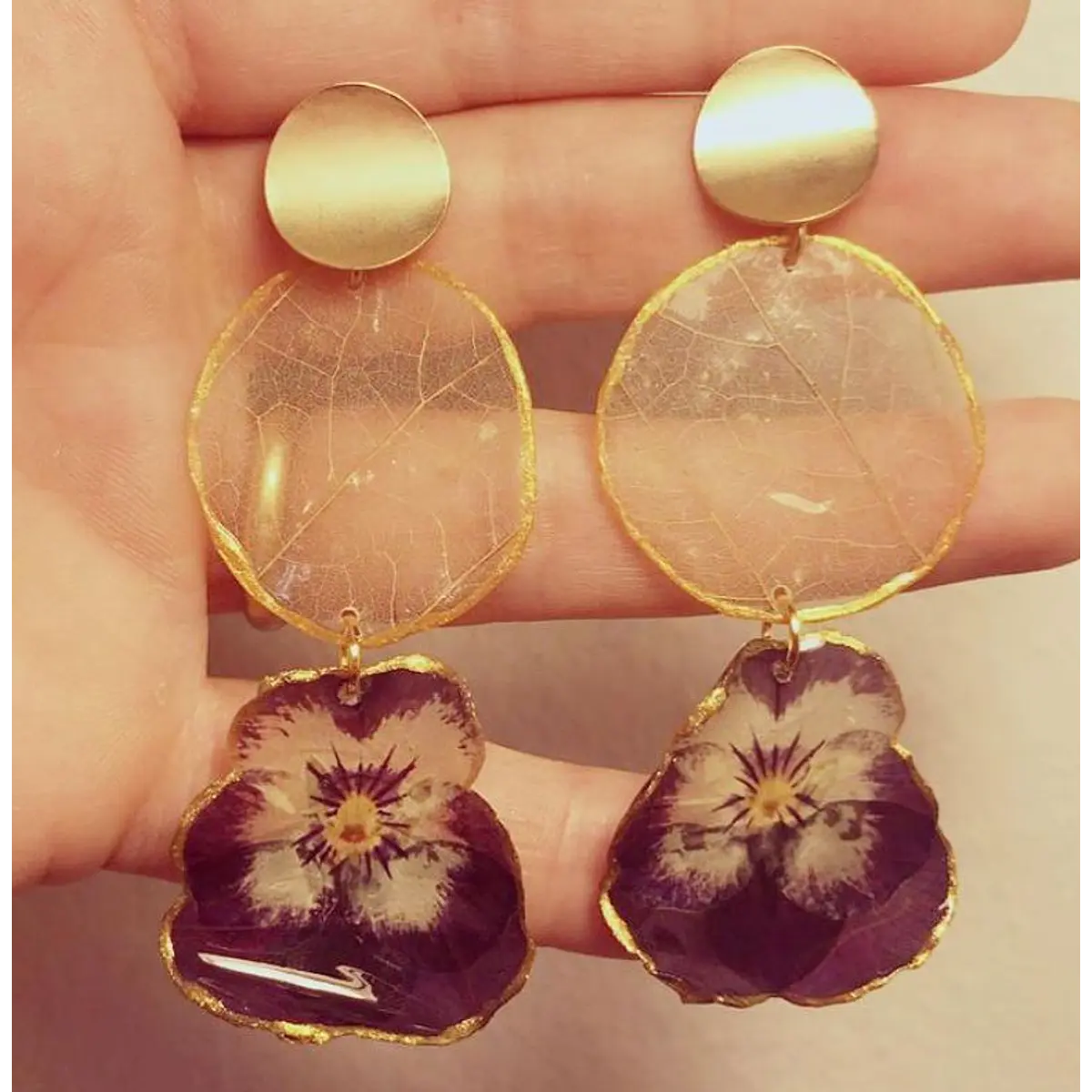 Aritos Hojas y flores naturales