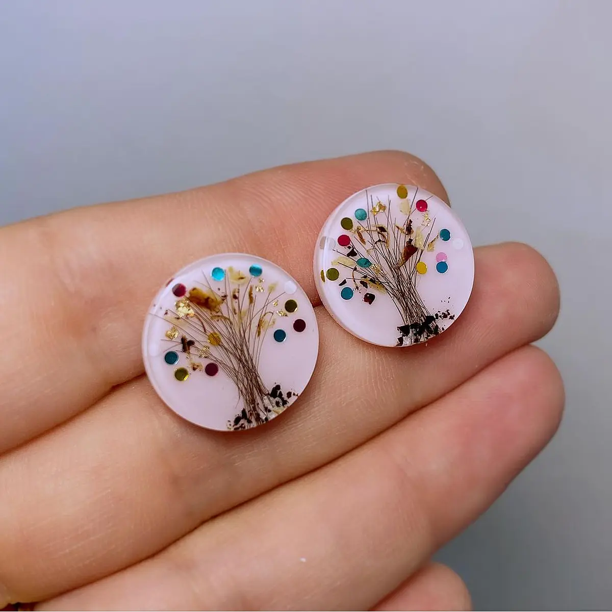 Aros árbol de la vida pelito y cordoncito fondo rosa