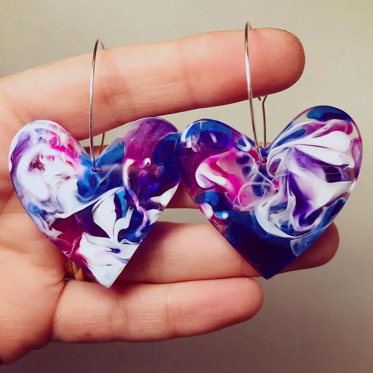 Aros corazón L marmolados galaxia