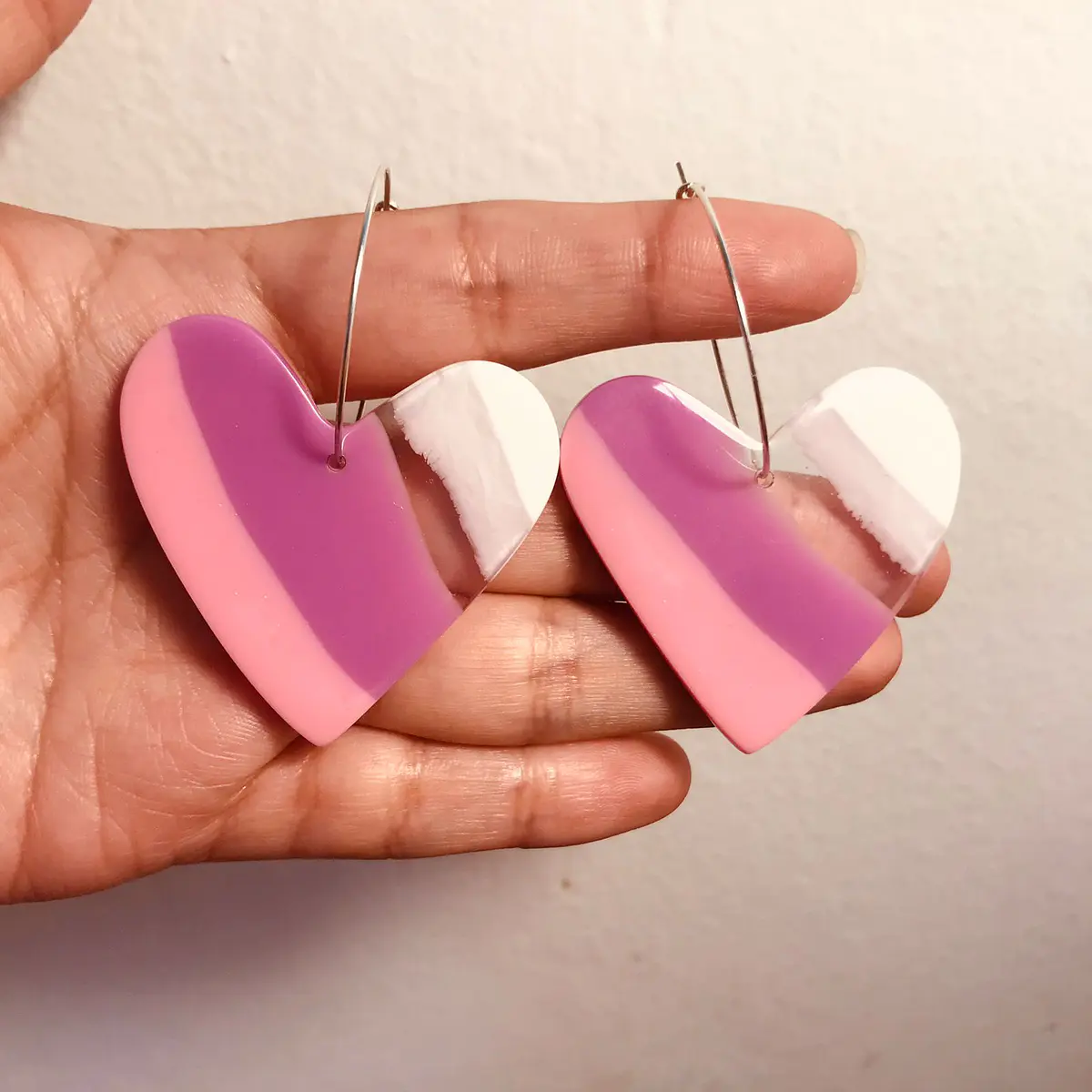 Aros corazón L colores Rosa