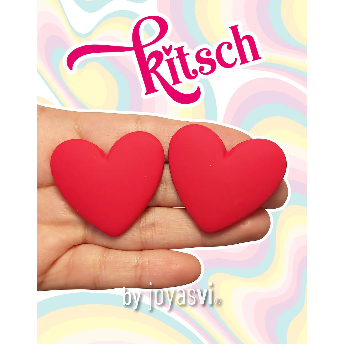 Aros corazones rojos mate Kitsch
