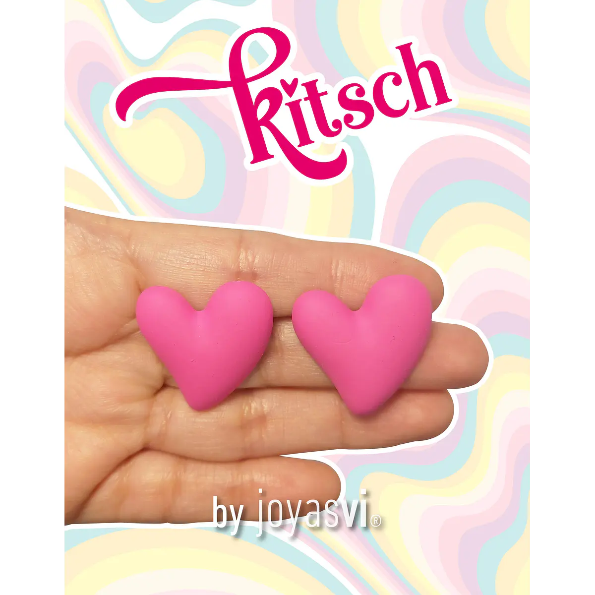 Aros corazones rosas mate Kitsch