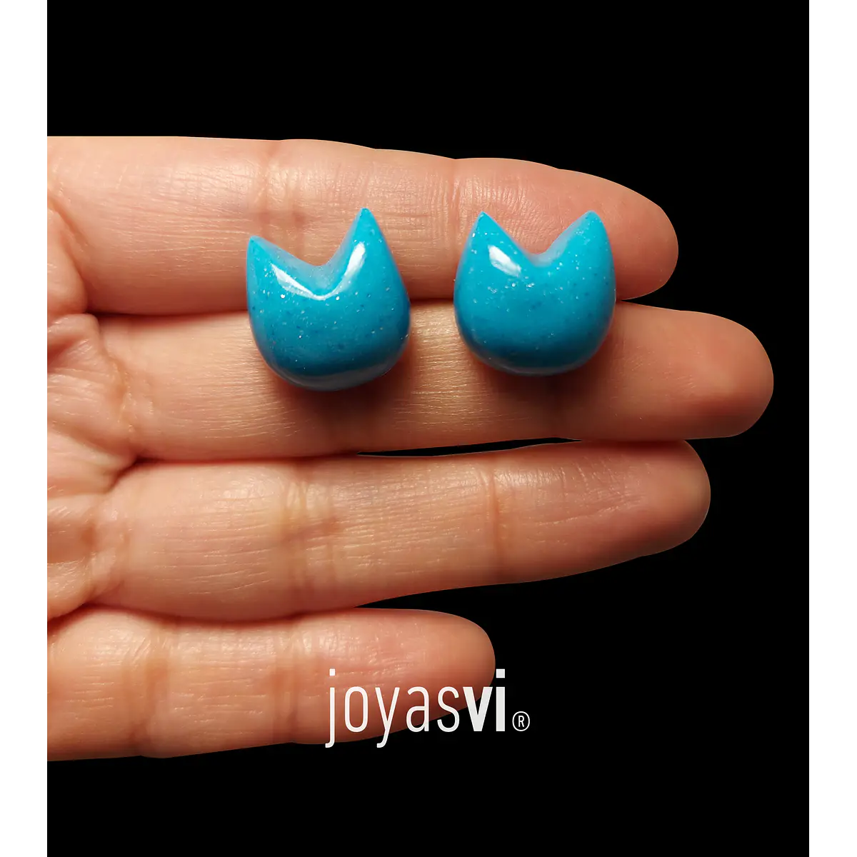 Aros Kato celestes y brillos