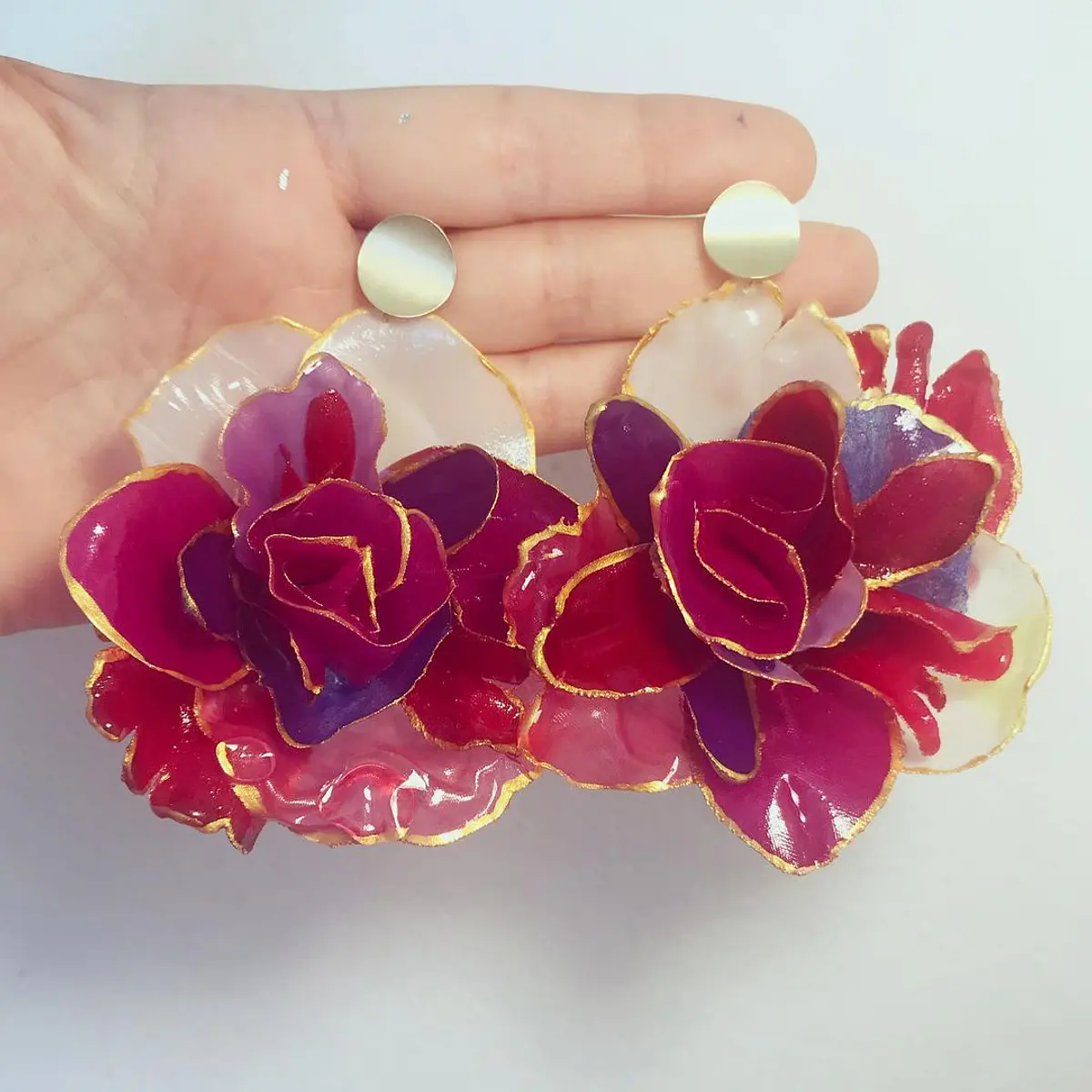 Aros orgánicos tonos fucsia y morado