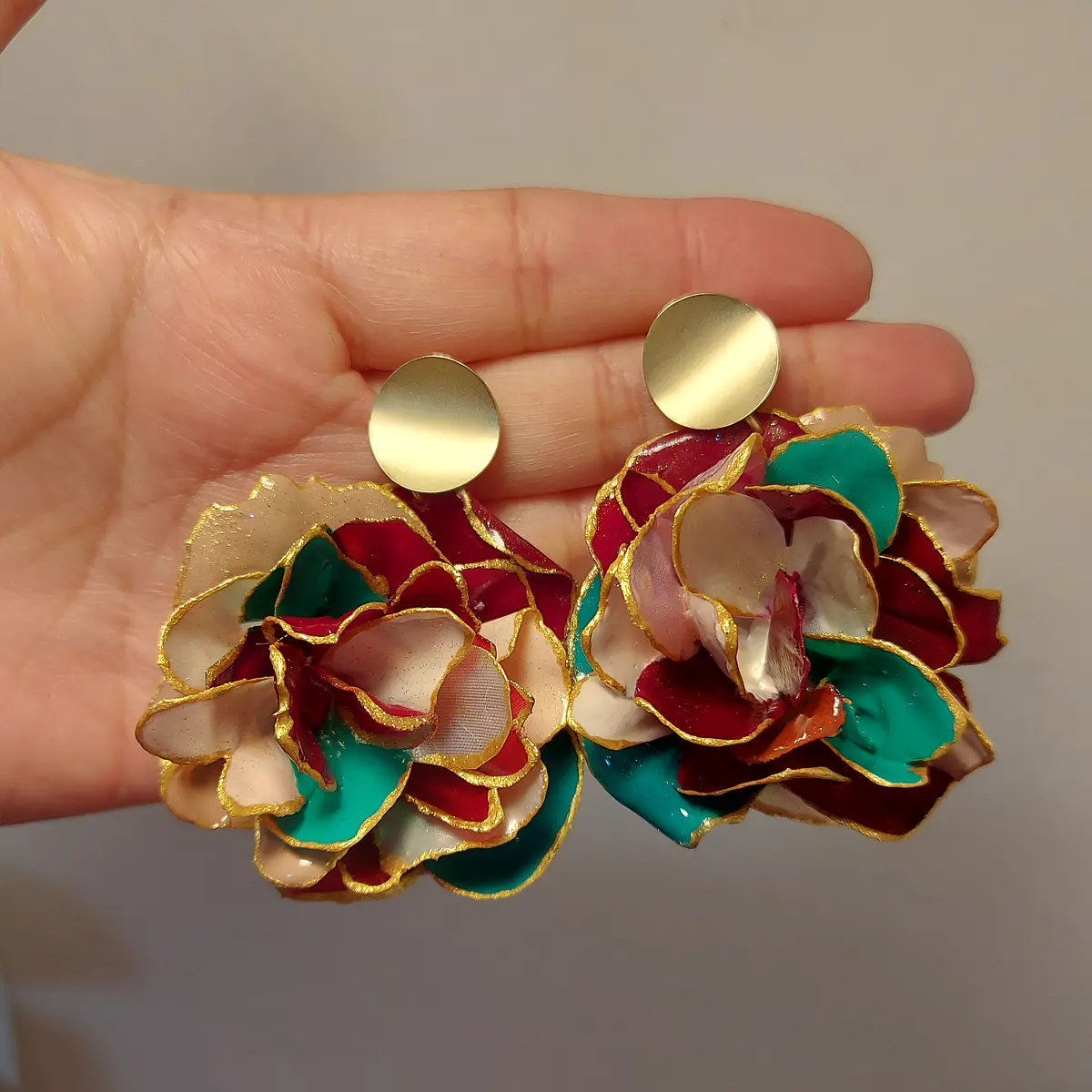 Aros Orgánicos tonos verdes, burdeos y crema
