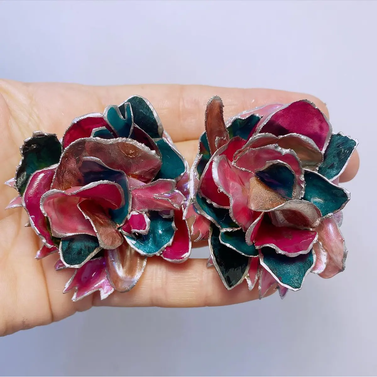 Aros Orgánicos tonos petroleo y fucsia