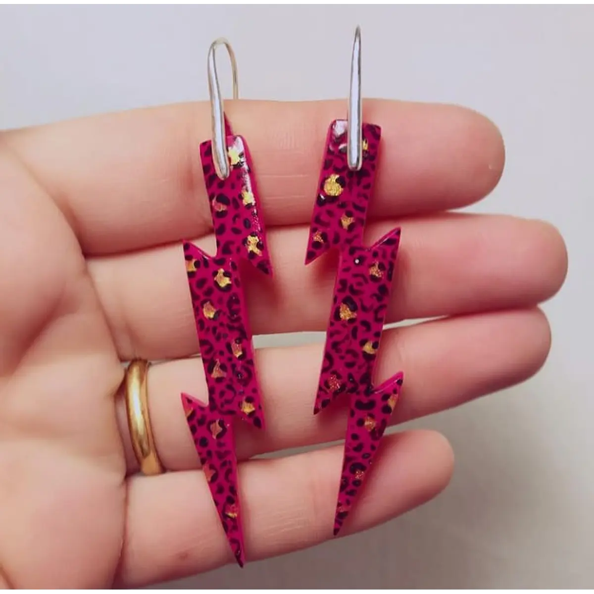 Aros rayo largo animal print