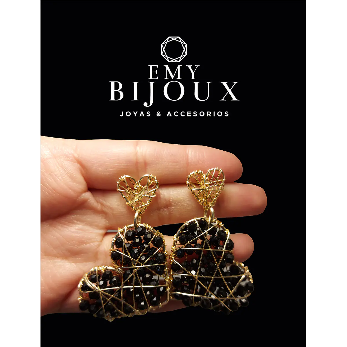 Aros Corazón alambre y Cristales Emybijoux