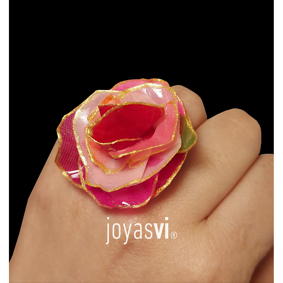 Anillo orgánico tonos rosas STOCK